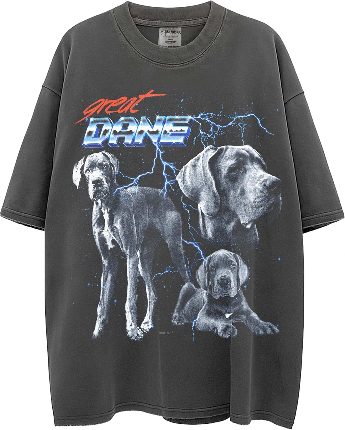 Heavy Metal Dogs – Heavyweight, Washed & Oversized Shaka-Wear Drop Shoulder Tshirt for Men & Women - Great Dane
