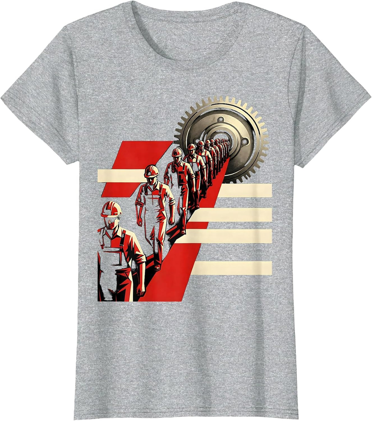 Labor Day Workers Parade Marching Illustration T-Shirt - Heather Grey