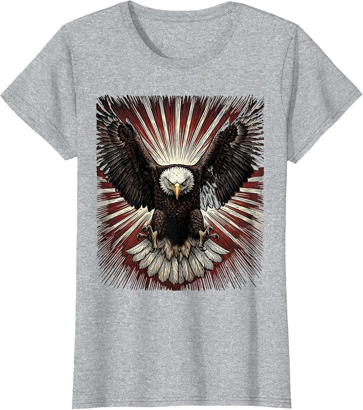 Women's 250th Anniversary USA Bald Eagle Sunburst Design T-Shirt - Heather Grey