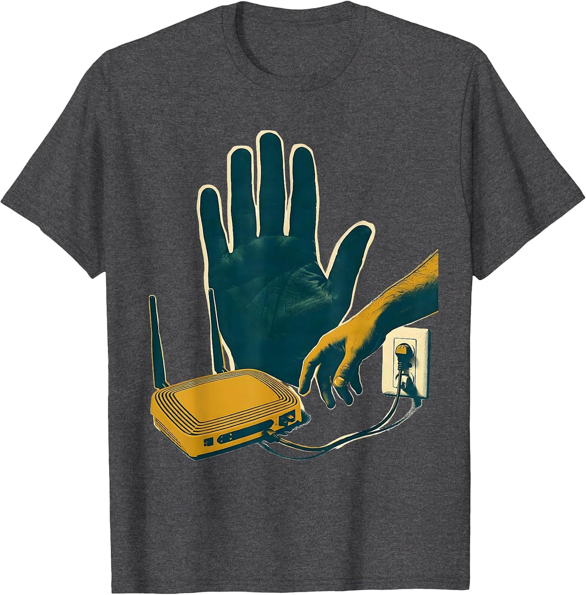 Men's Stop And Wait Tech Humor IT Support Gift T-Shirt - Dark Heather Grey
