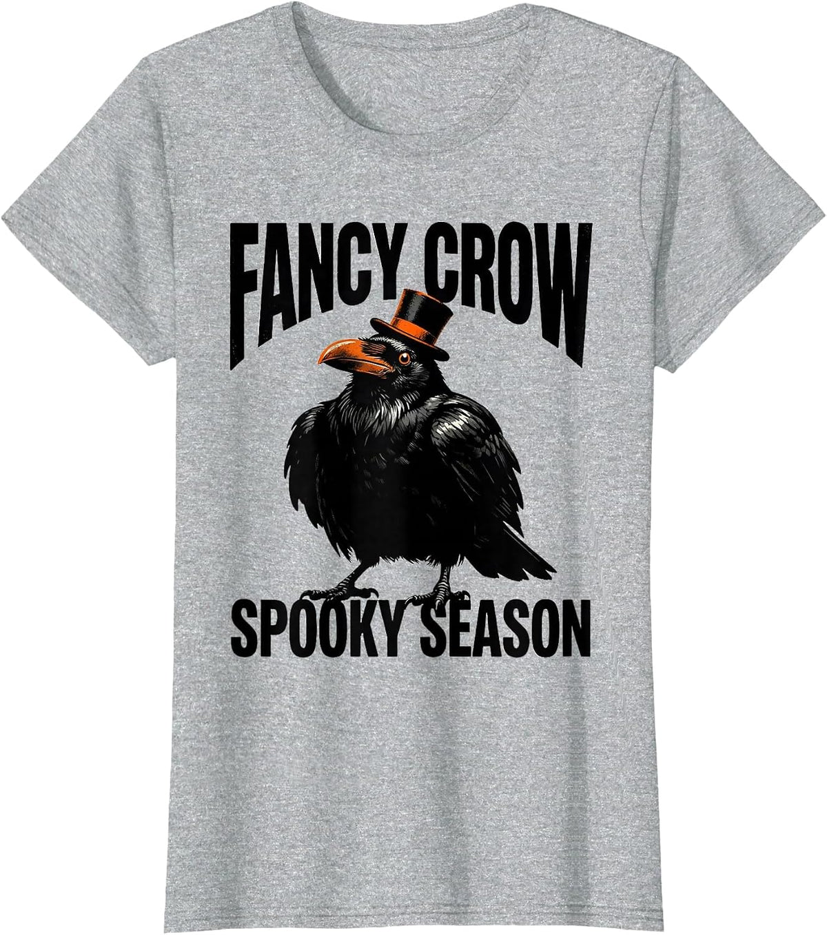 Fancy Crow Spooky Season Funny Halloween Design T-Shirt - Heather Grey