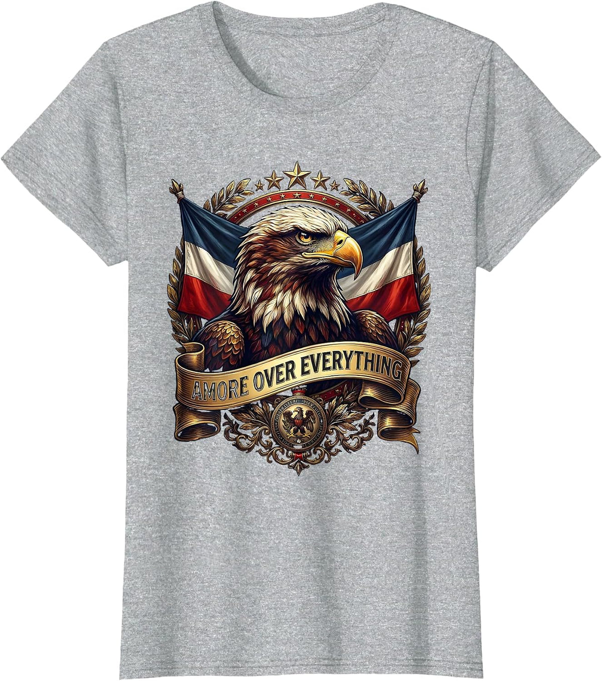 Amore Over Everything Italian Love Graphic Design T-Shirt - Heather Grey