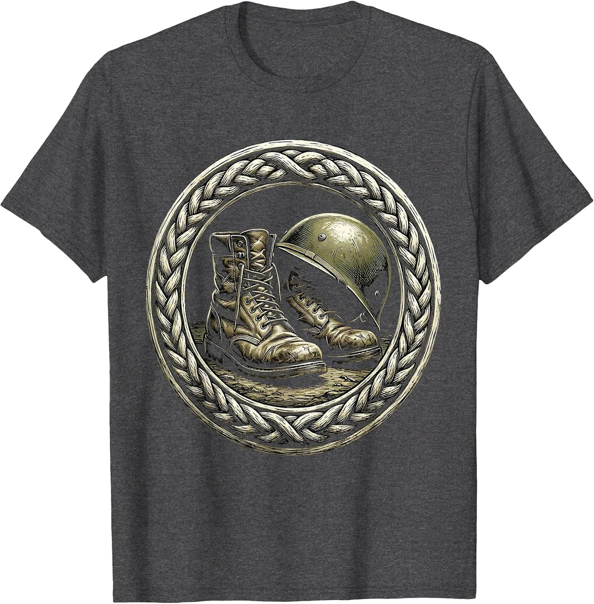 Boots on the Ground Soldier Memorial Graphic T-Shirt - Dark Heather Grey