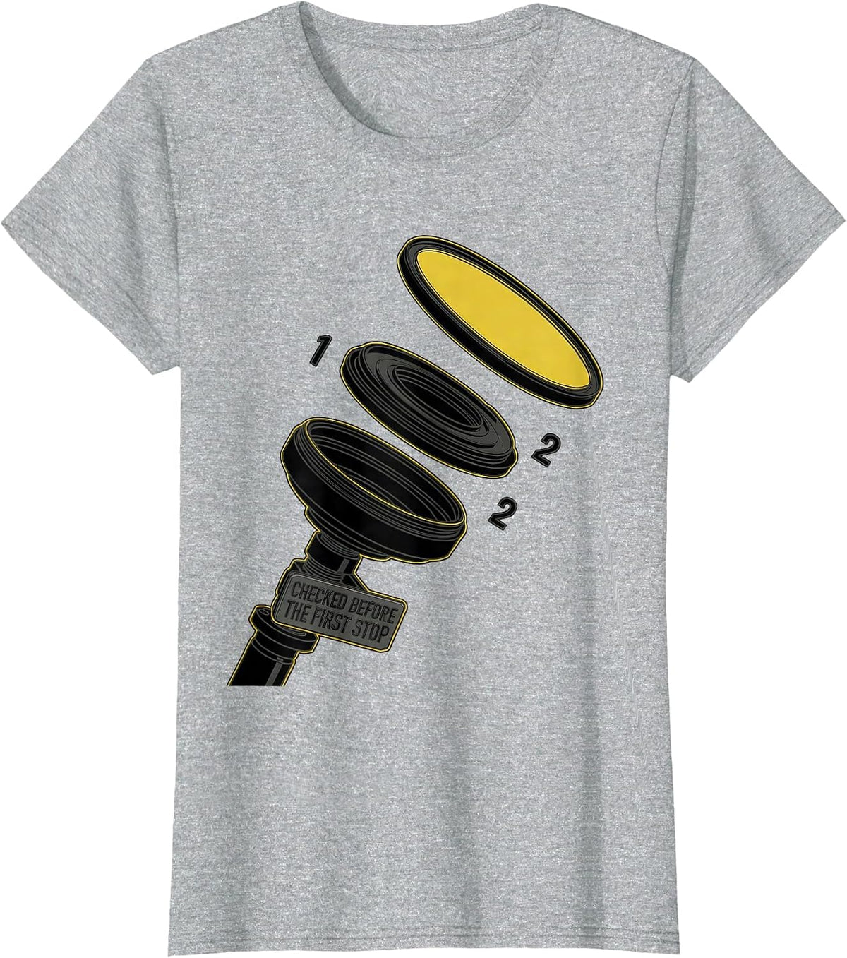 Checked Before The First Stop Funny School Bus Driver T-Shirt - Heather Grey
