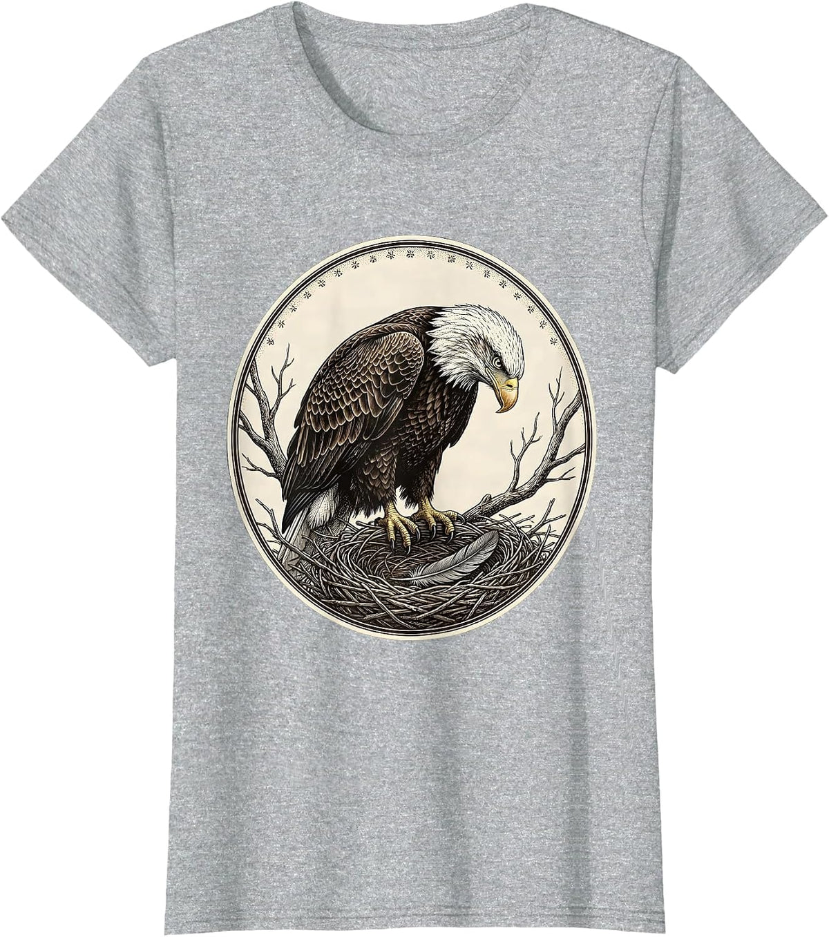 Bald Eagle Portrait Vintage Nature Lover Patriotic Pride T-Shirt - Heather Grey
