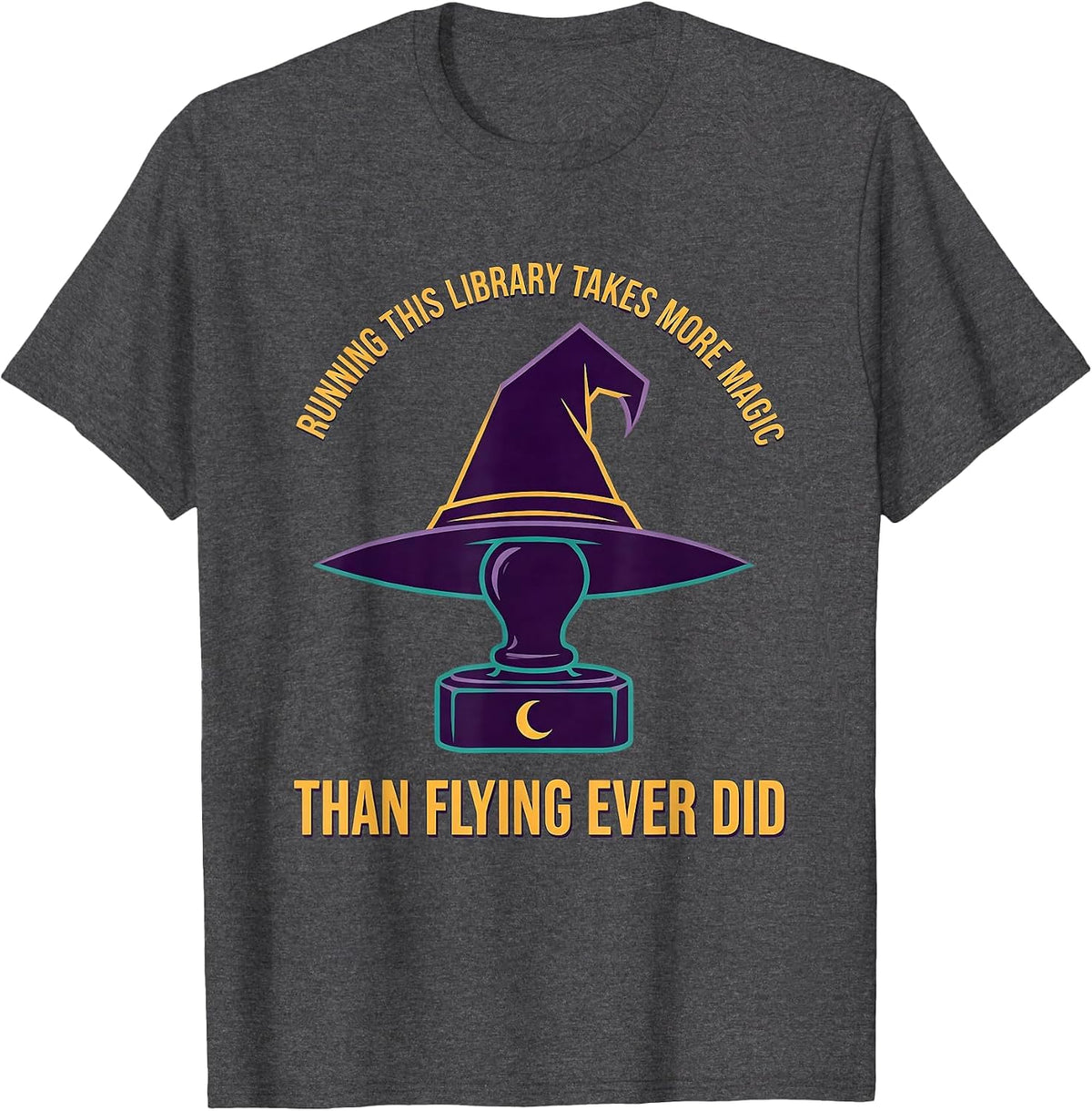 Men's Running This Library Takes More Magic Than Flying Ever Did T-Shirt - Dark Heather Grey