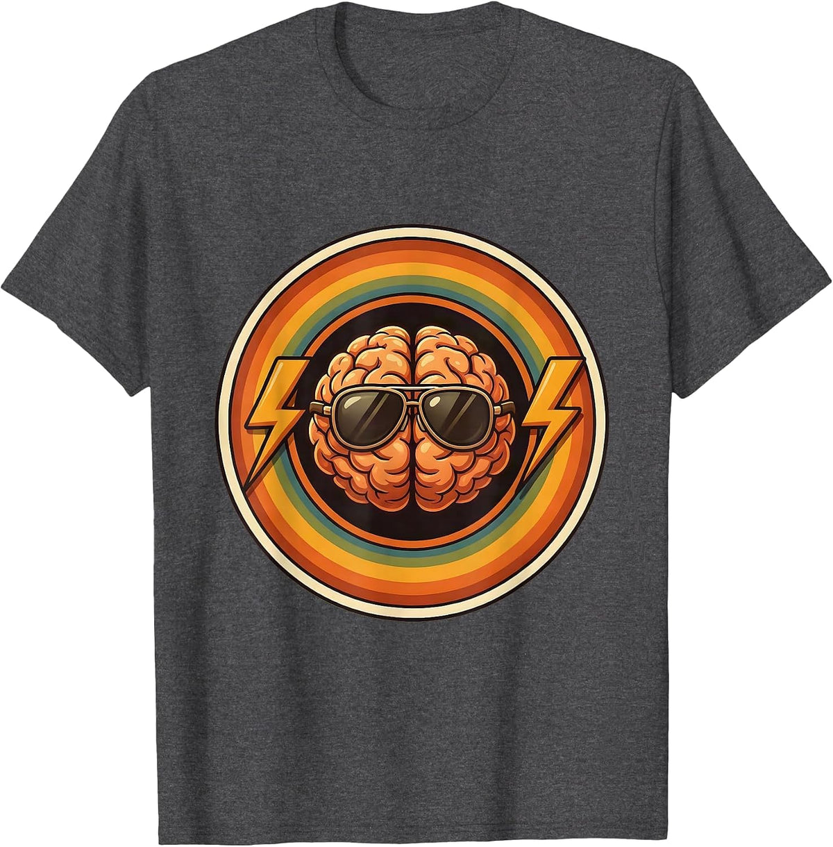 Rizz Em With The Tism Cool Brain Graphic T-Shirt - Dark Heather Grey