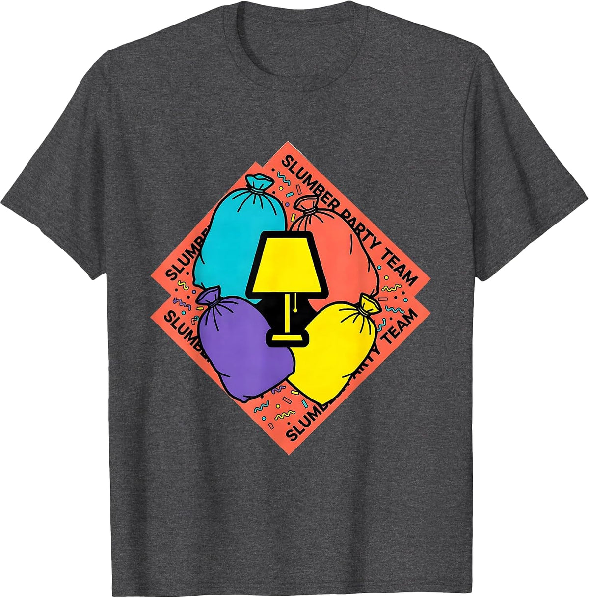 Men's Slumber Party Team Memphis Postmodern Matching Squad T-Shirt - Dark Heather Grey