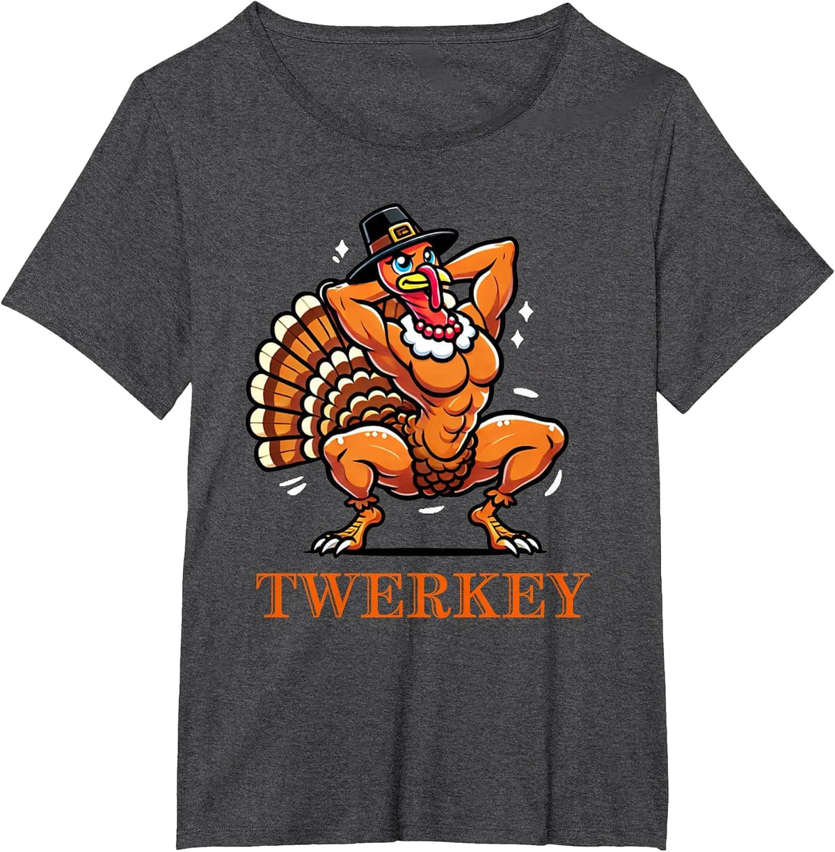 Twerkey Twerking Turkey Pilgrim Thanksgiving Twerk Turkey T-Shirt - Dark Heather Grey