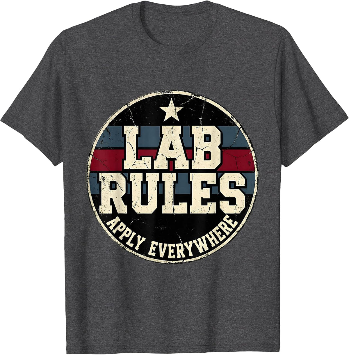 Lab Rules Apply Everywhere Science Teacher Design T-Shirt - Dark Heather Grey