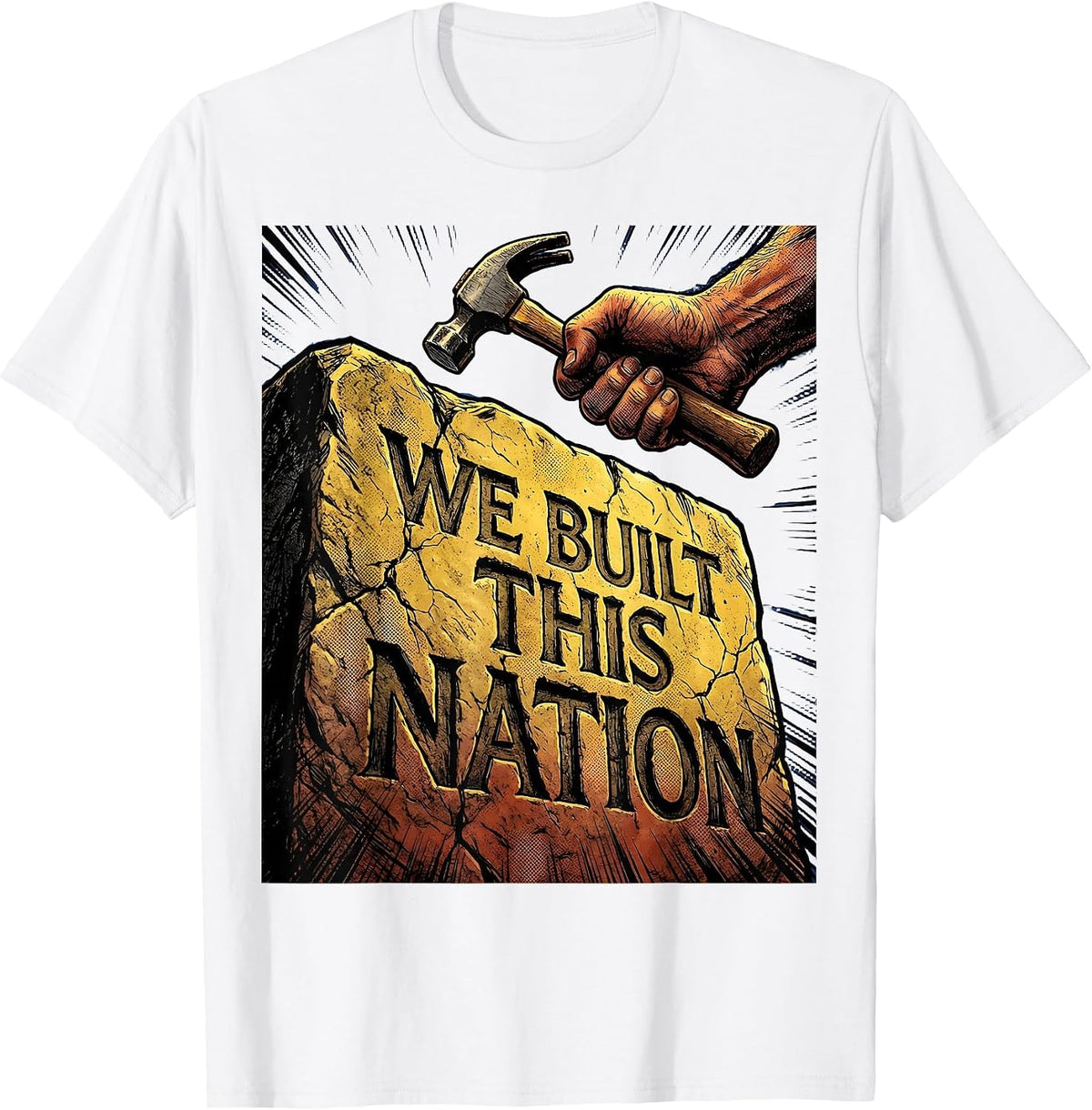 Men's We Built This Nation Patriotic Graphic Design T-Shirt - White
