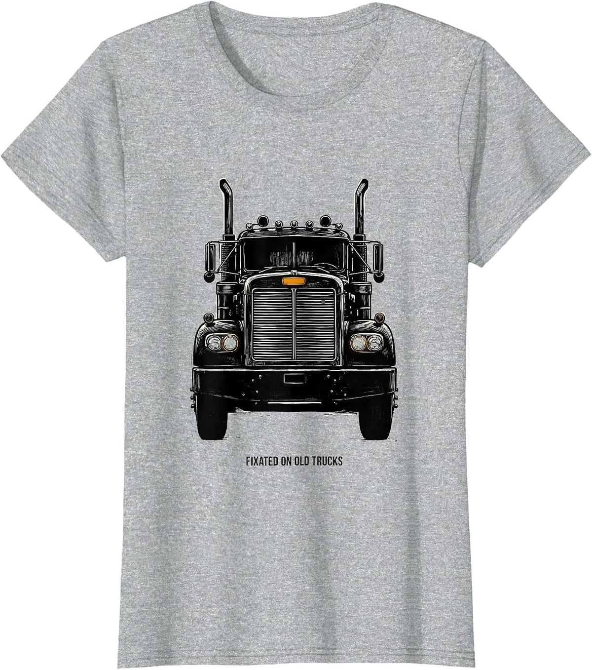 Fixated On Old Trucks Retro Trucker Semi Truck Driver Humor T-Shirt - Heather Grey