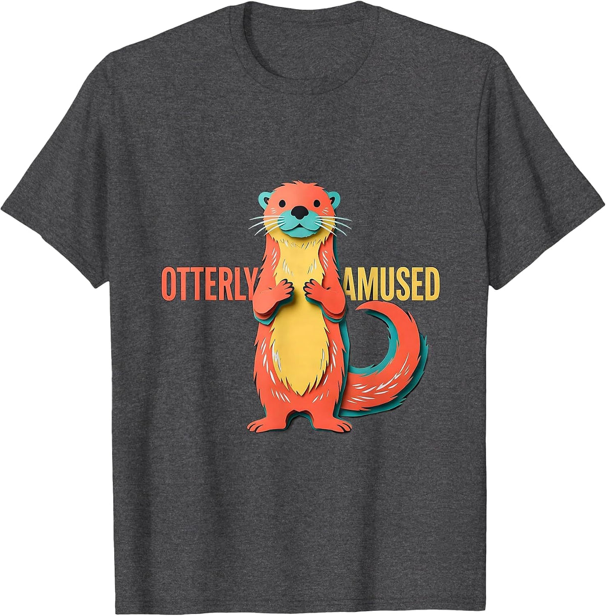 Otterly Amused Funny Otter Lover Animal Humor T-Shirt - Dark Heather Grey
