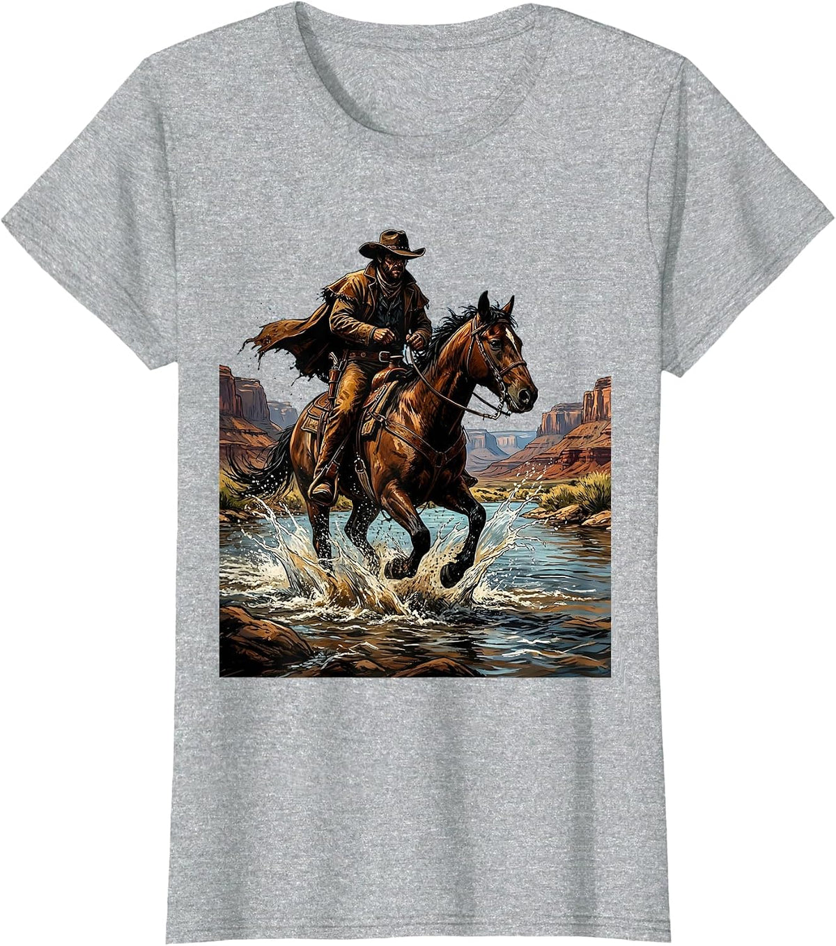 Wrangler River Crossing Western Horseback Riding T-Shirt - Heather Grey