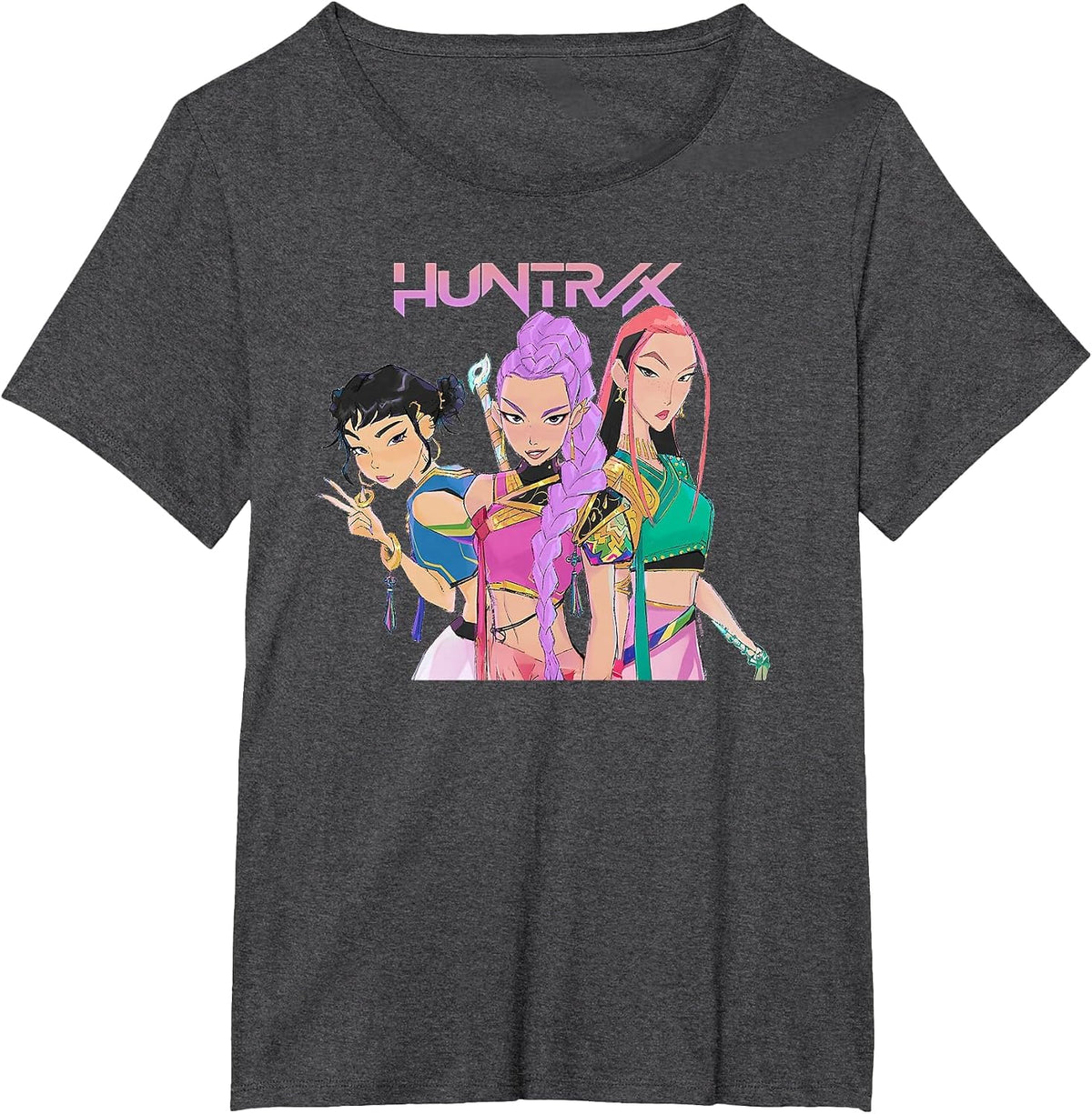 Kpop Demon Hunters HUNTR/X Officially Licensed T-Shirt - Dark Heather Grey