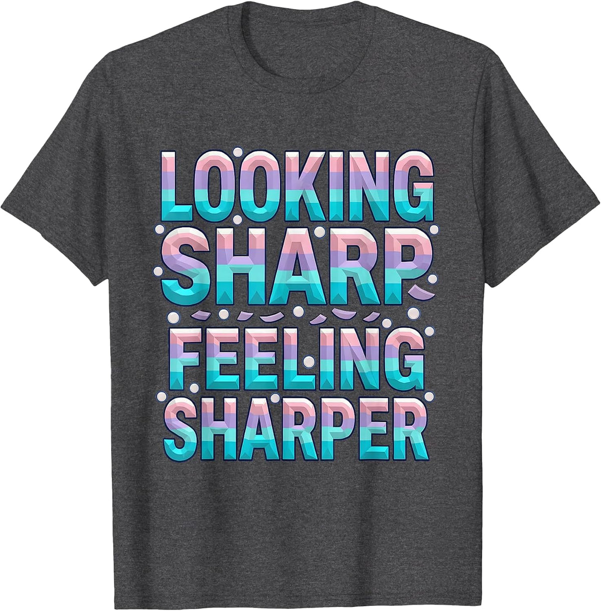 Looking Sharp Feeling Sharper Tuxedo Design T-Shirt - Dark Heather Grey