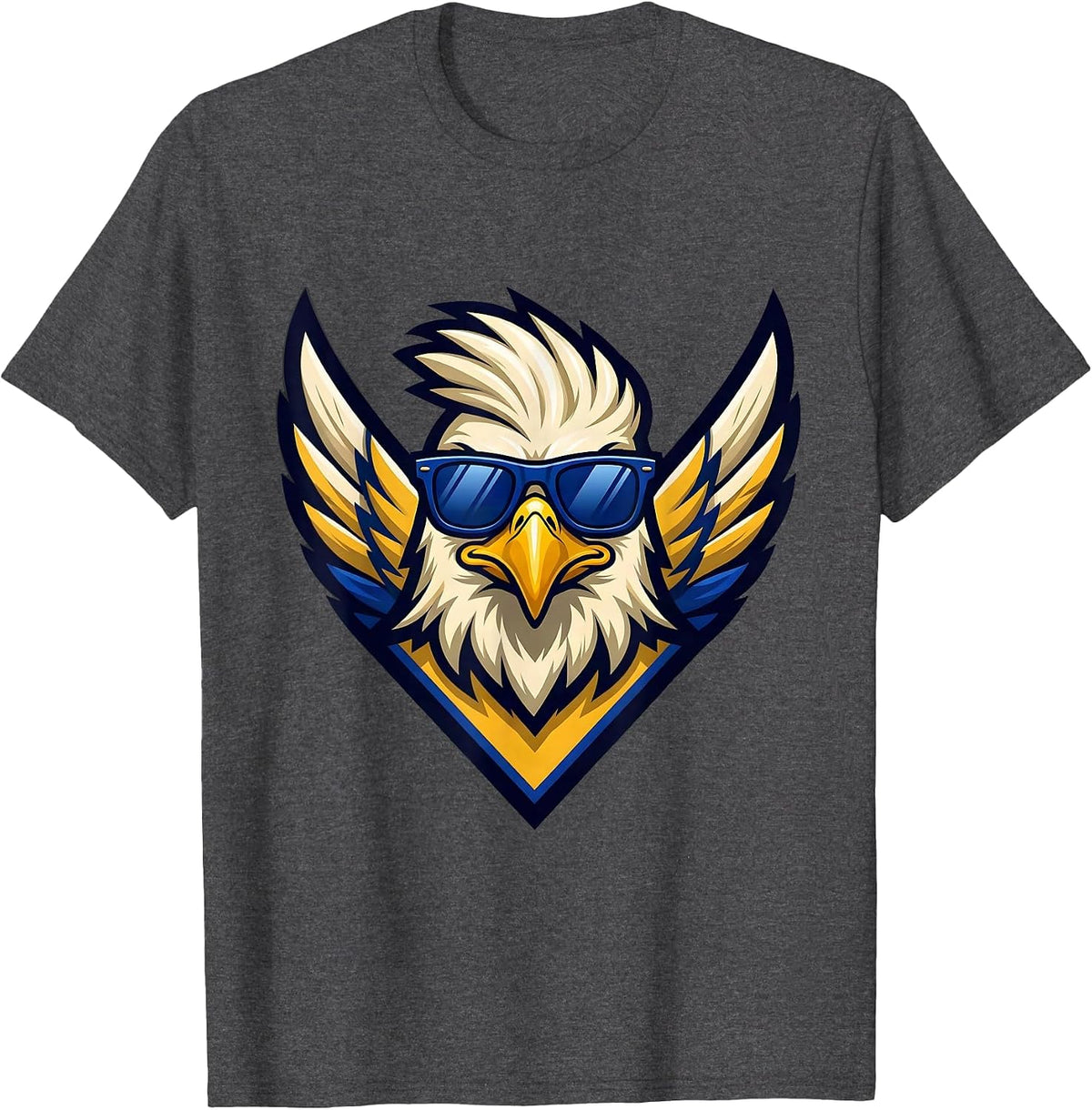 Bald Eagle Mascot Sunglasses Eagle Fan Novelty T-Shirt - Dark Heather Grey
