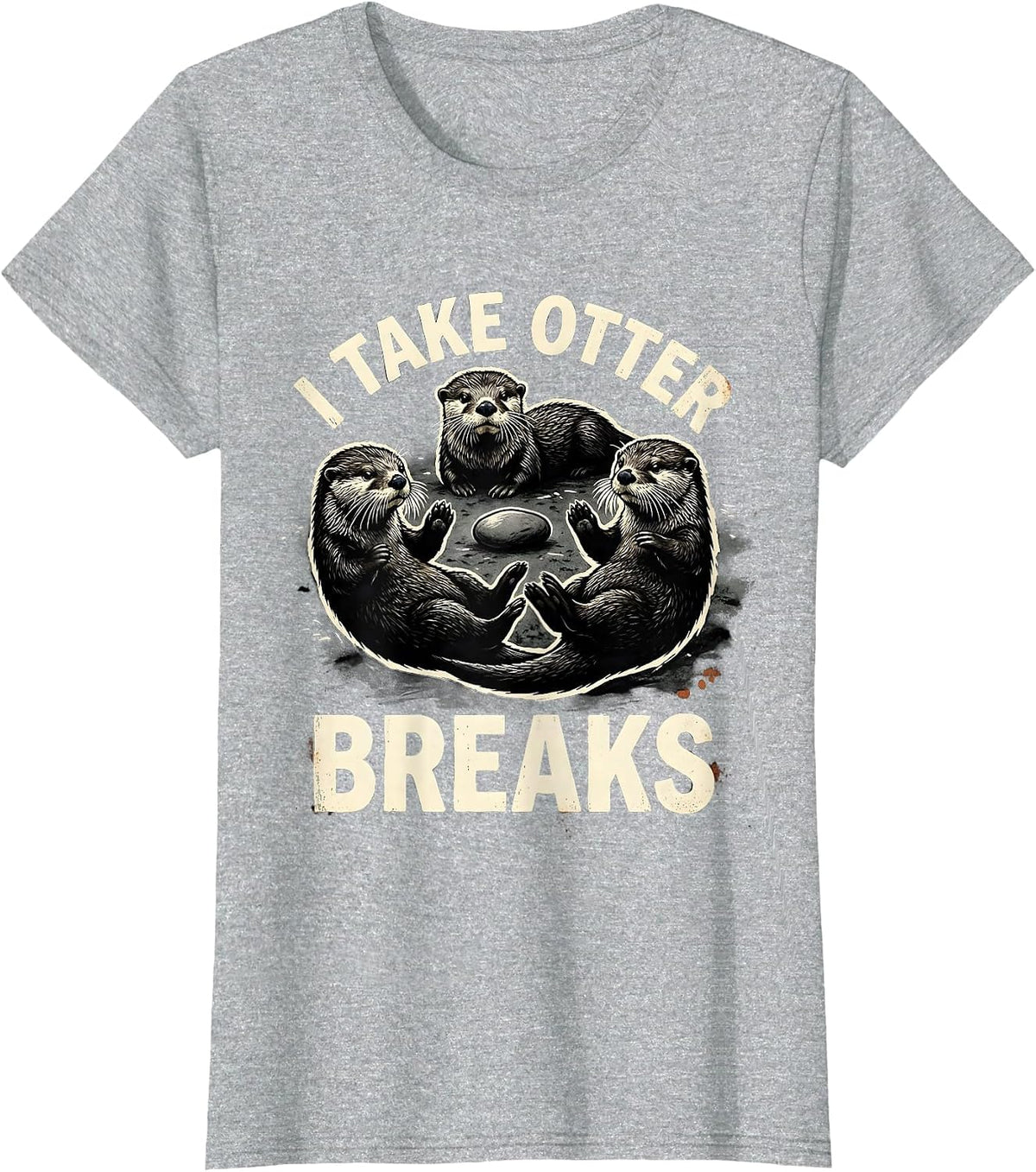 I Take Otter Breaks Funny Otter Lover Humor T-Shirt - Heather Grey