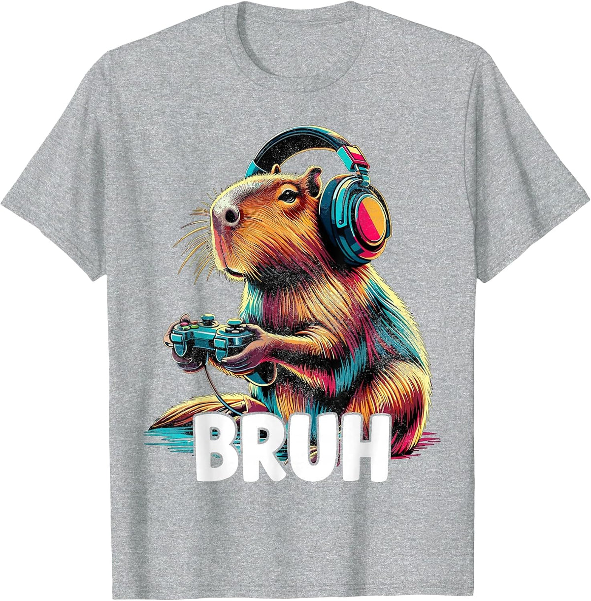 Bruh Capybaras Funny Video Games Capybara T-Shirt - Heather Grey