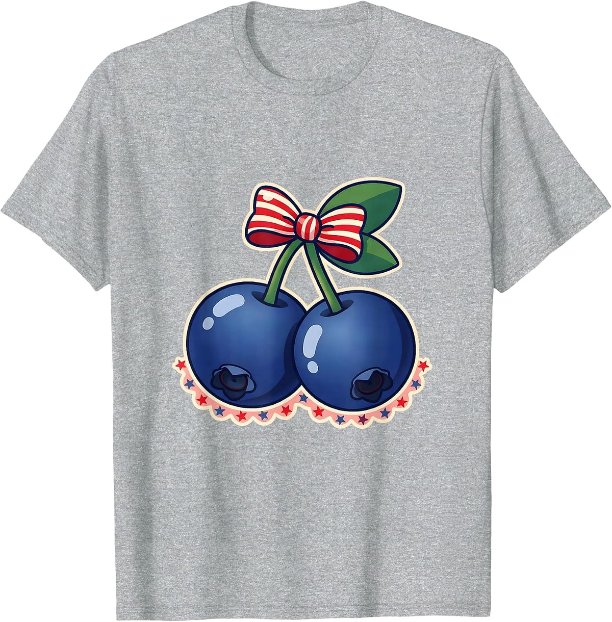 Men's Red White and Blueberries Patriotic Bush Design T-Shirt - Heather Grey