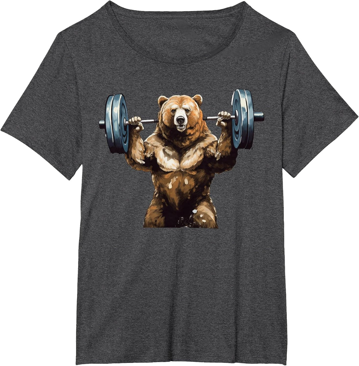 Bear Powerlifting Weightlifting Gym Workout T-Shirt - Dark Heather Grey