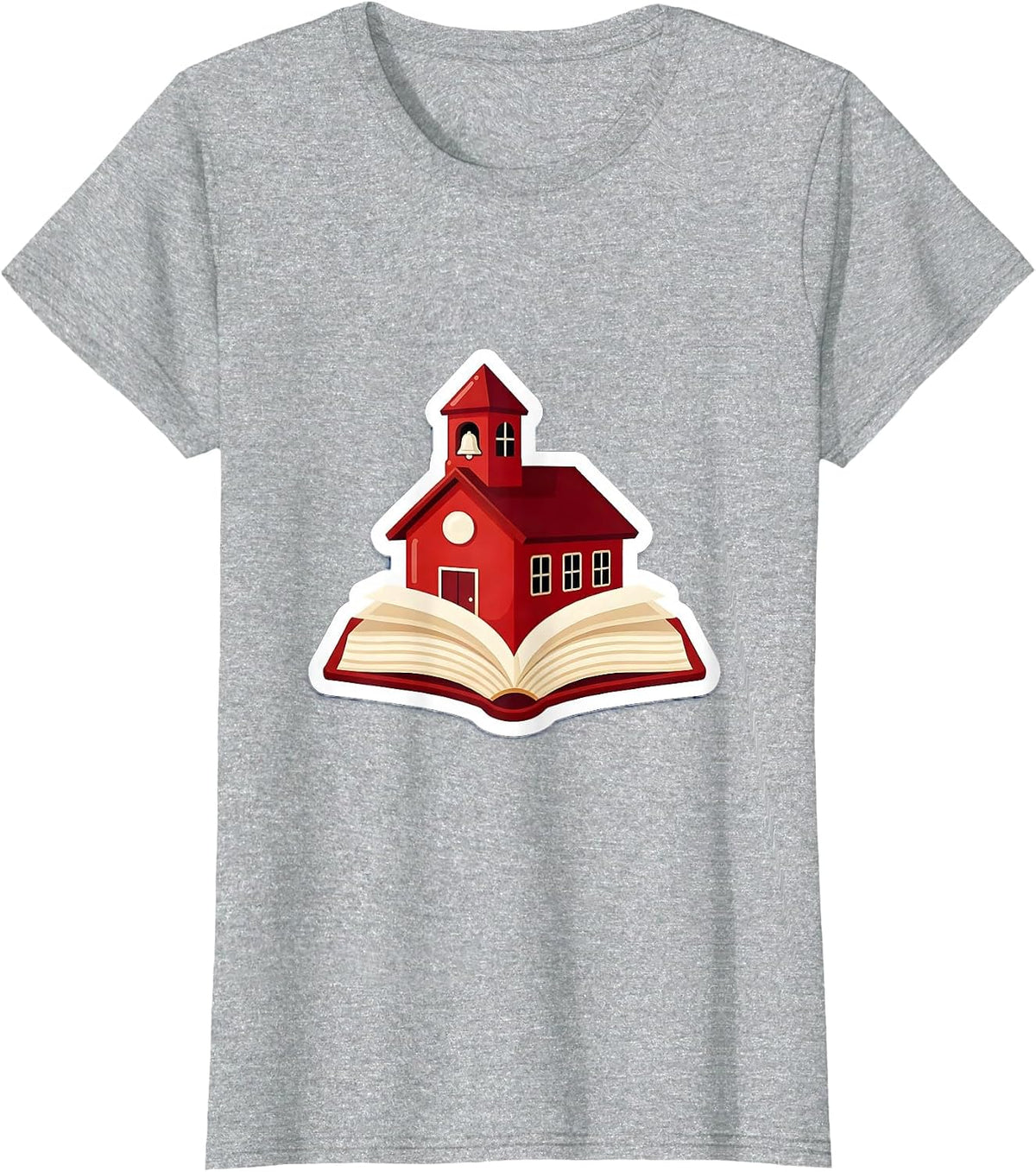 Women's Schoolhouse on Open Book Education Graphic T-Shirt - Heather Grey