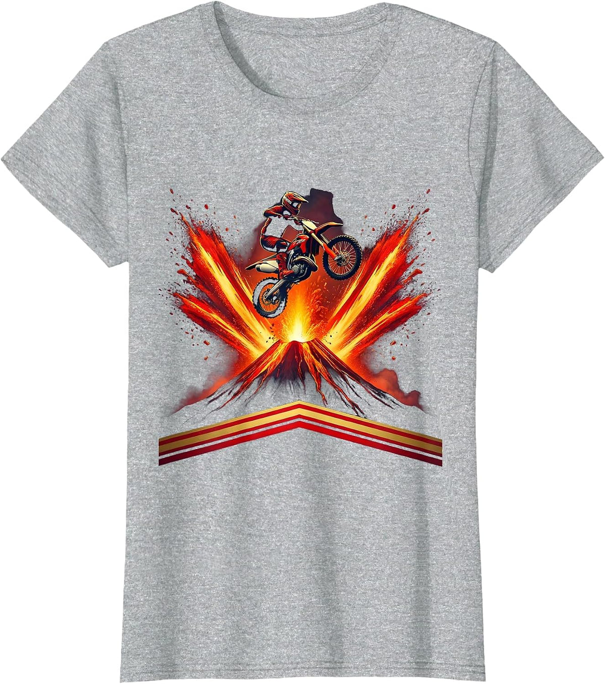 80s Dirt Bike Volcano Jump Graphic T-Shirt - Heather Grey