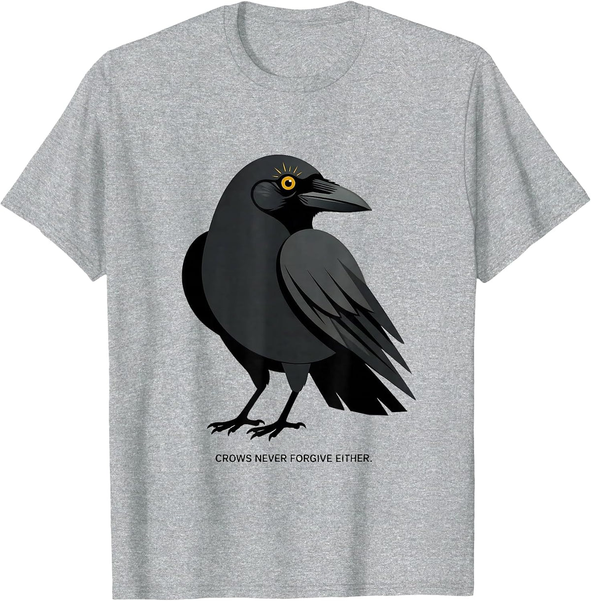 Men's Crows Never Forgive Dark Bird Graphic Design T-Shirt - Heather Grey