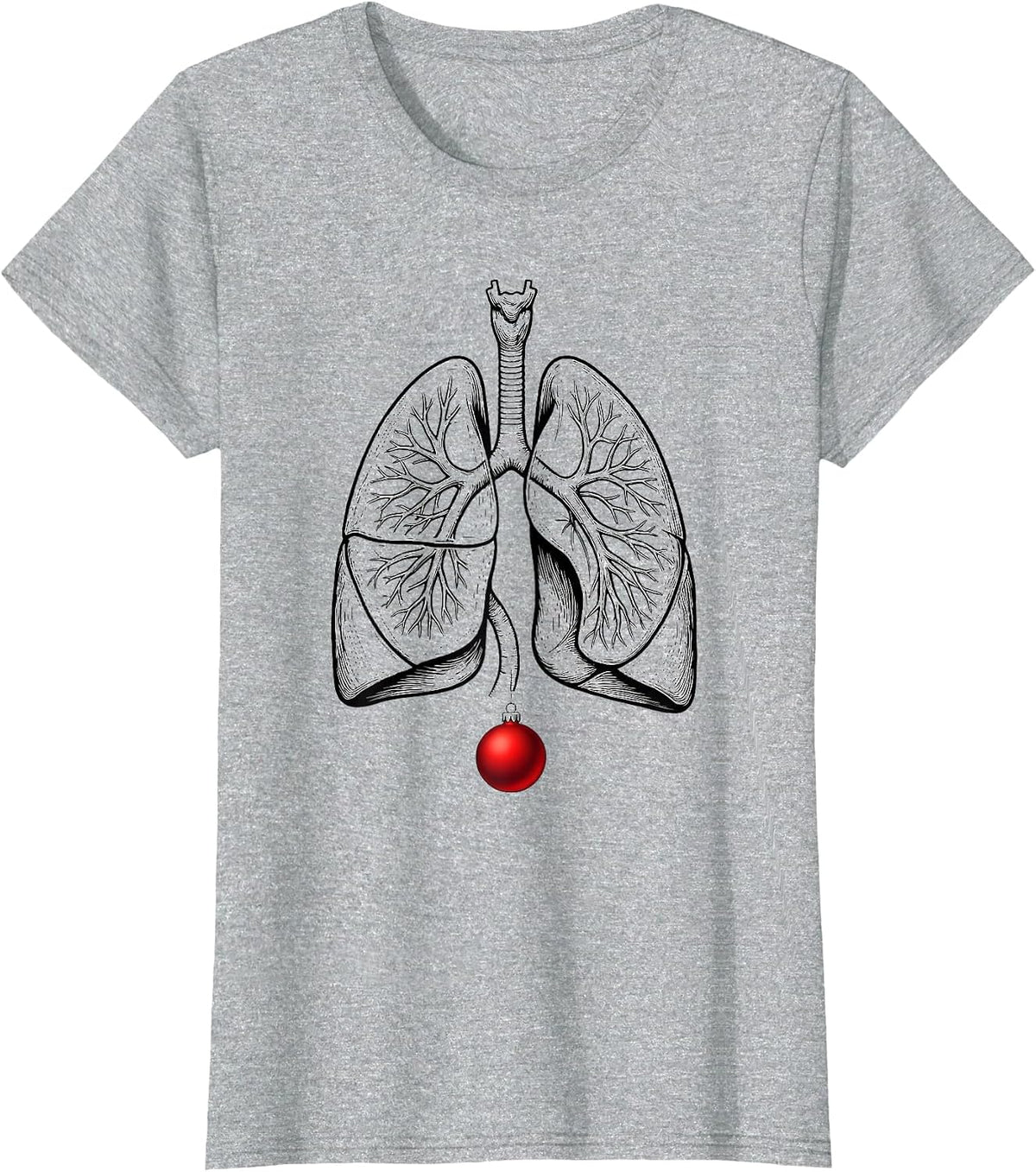 Anatomical Lung Schematic Respiratory Therapist Holiday T-Shirt - Heather Grey
