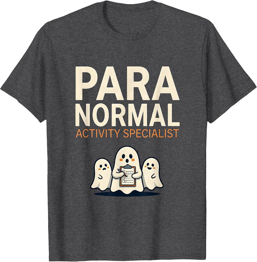 Men's Para Normal Activity Specialist Funny Ghost Paraprofessional T-Shirt - Dark Heather Grey
