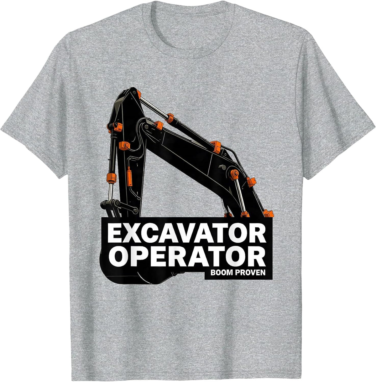 Men's Excavator Operator Boom Proven Brutalist Graphic Heavy T-Shirt - Heather Grey