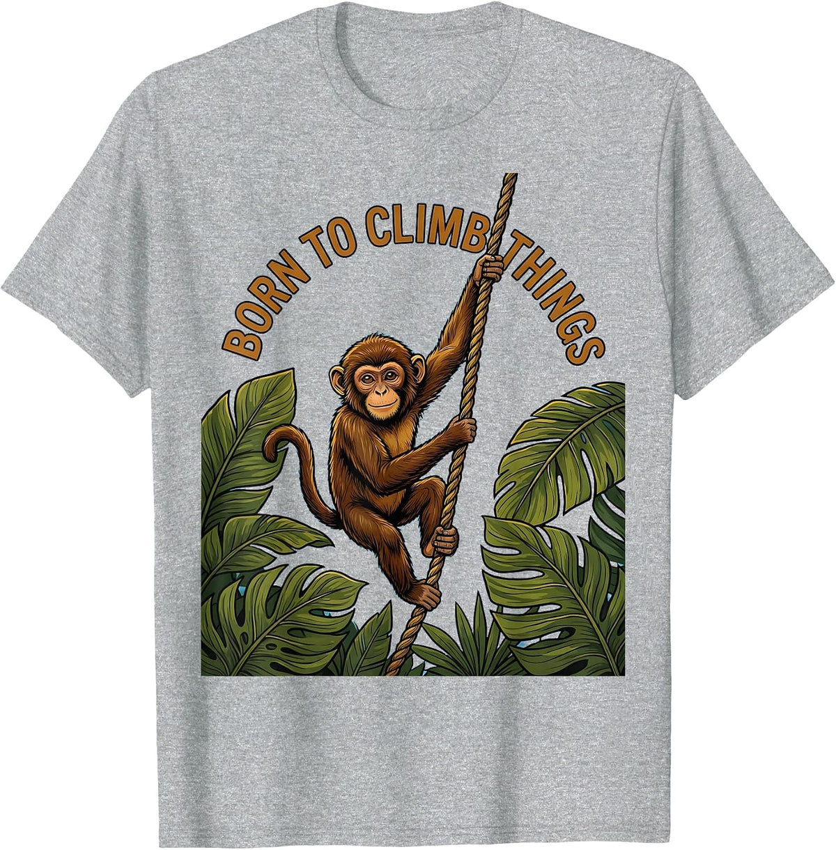 Men's Born to Climb Things Monkey Graphic Design T-Shirt - Heather Grey