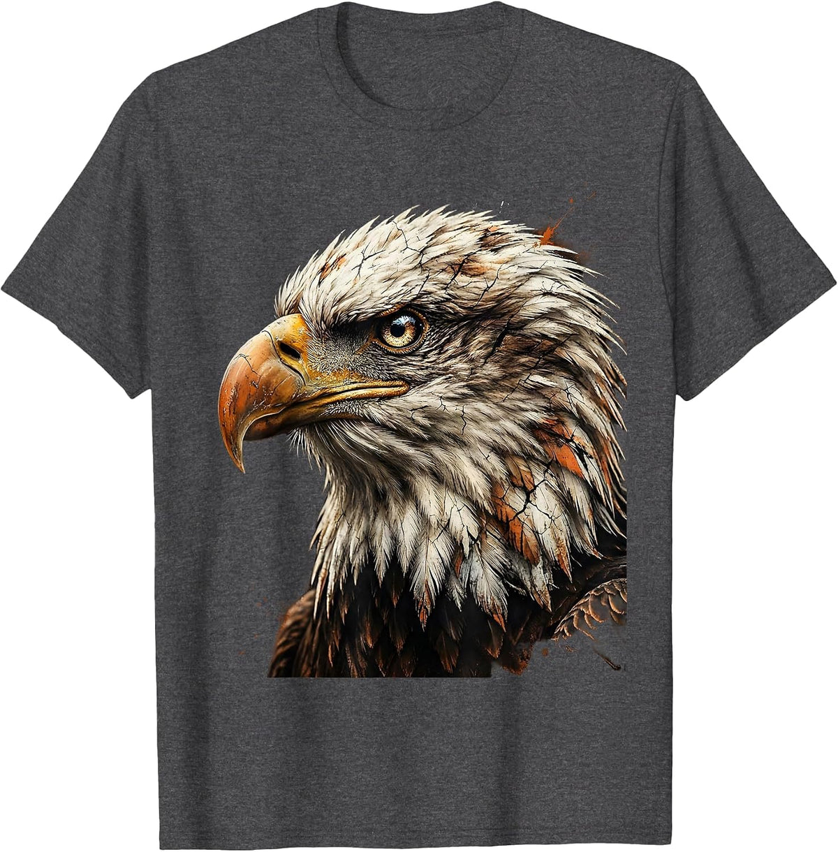 Men's Bald Eagle Head Profile Portrait USA Design T-Shirt - Dark Heather Grey