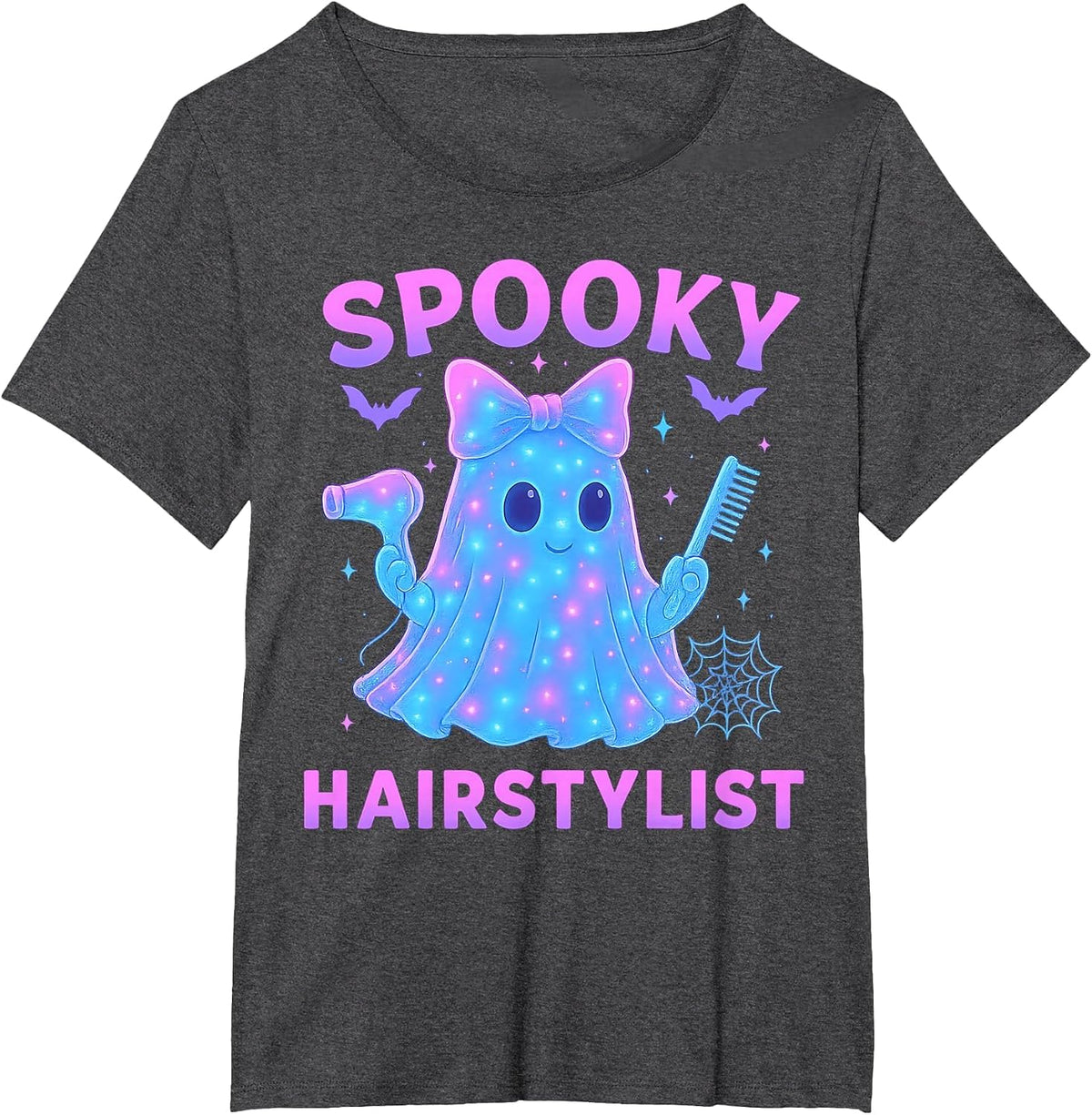 Funny Ghost Hairstylist Halloween Hairdresser Men Women T-Shirt - Dark Heather Grey