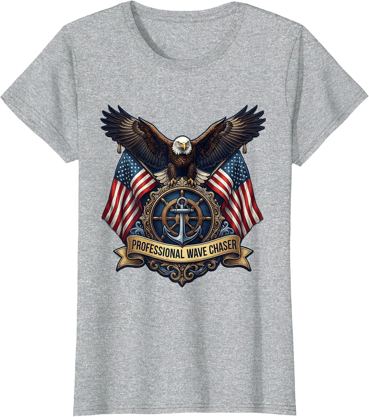 Professional Wave Chaser Sailor Design T-Shirt - Heather Grey