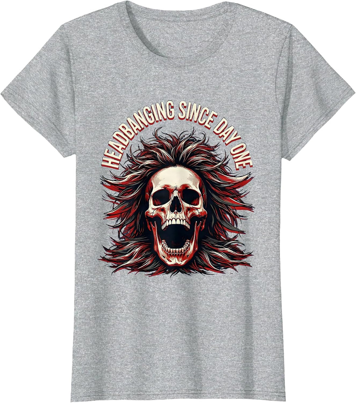 Headbanging Since Day One Metal Music Design T-Shirt - Heather Grey