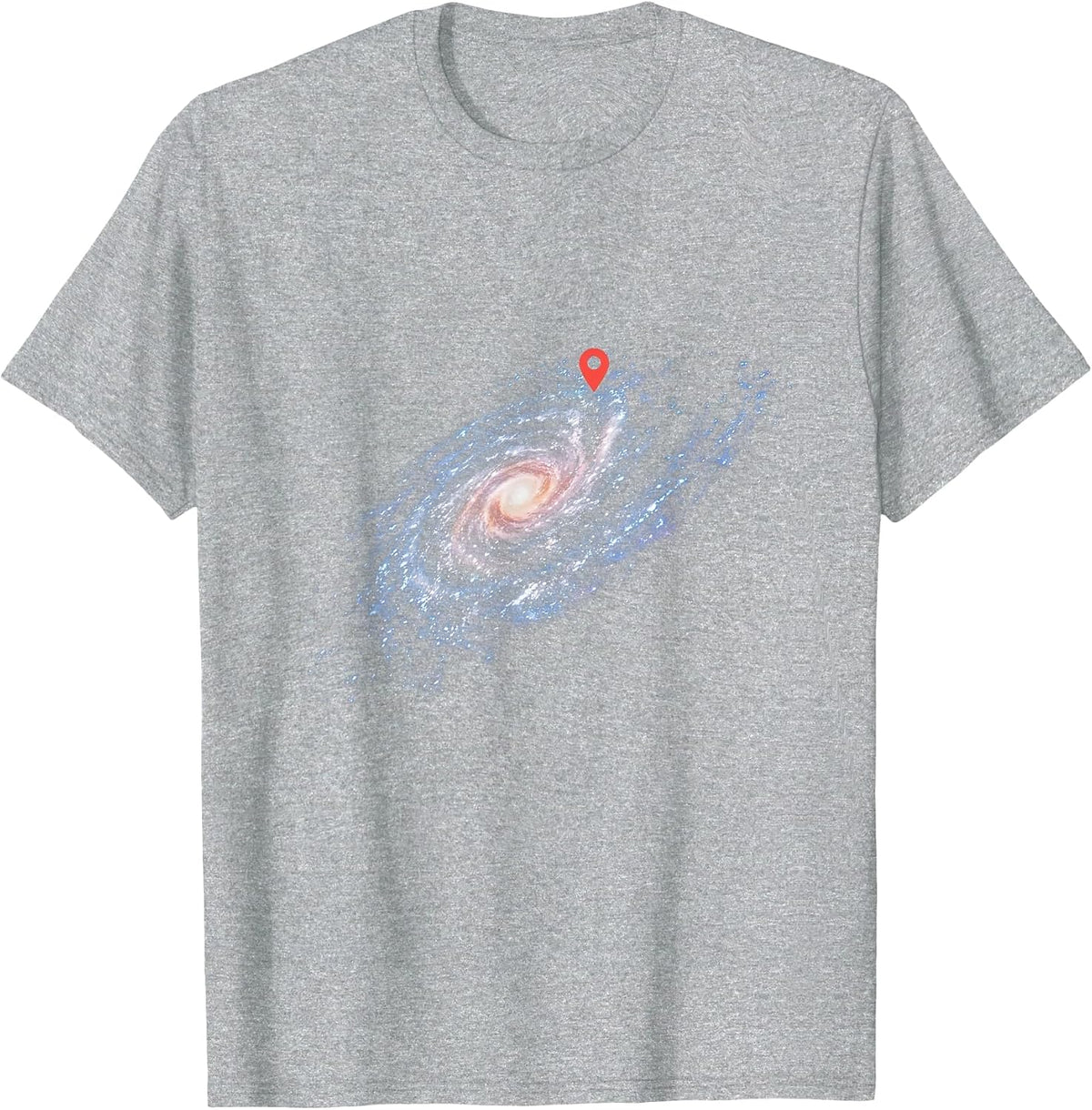 You are Here Galaxy Map Universe Pin Milky Way Location T-Shirt - Heather Grey