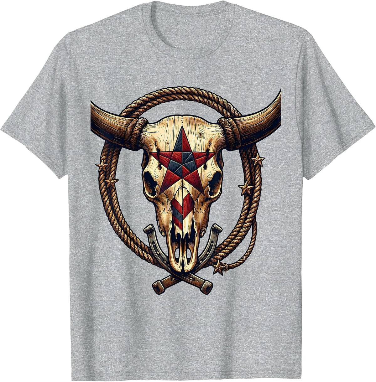 Men's God Bless America Barn Quilt Rustic Farmhouse Design T-Shirt - Heather Grey