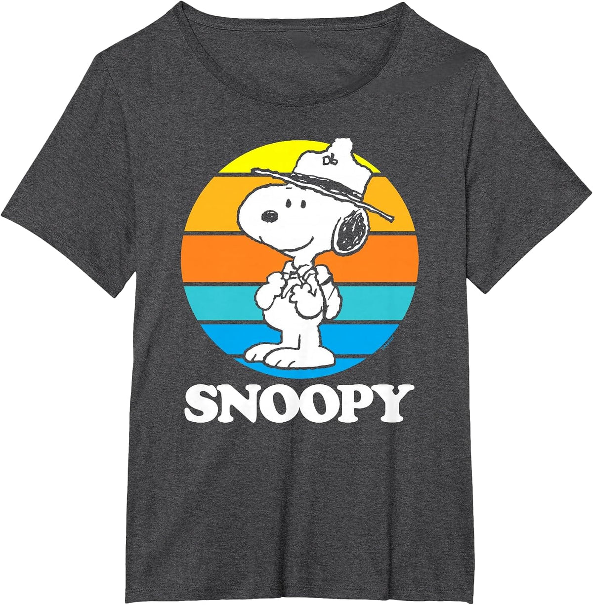 Peanuts - Snoopy Beagle Scout Sunset T-Shirt - Dark Heather Grey