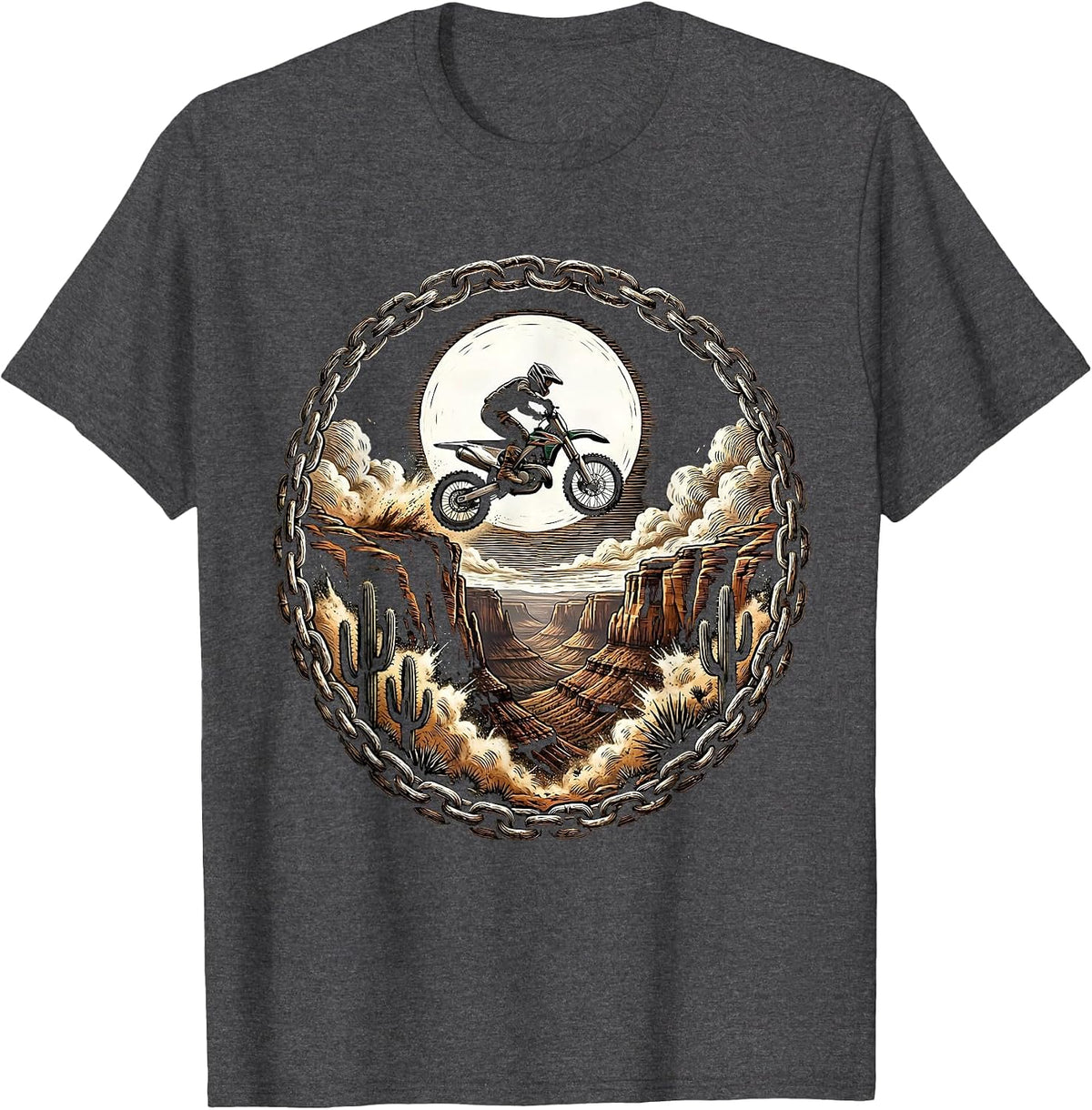 Dirt Bike Canyon Jump Gen X Motocross Graphic T-Shirt - Dark Heather Grey