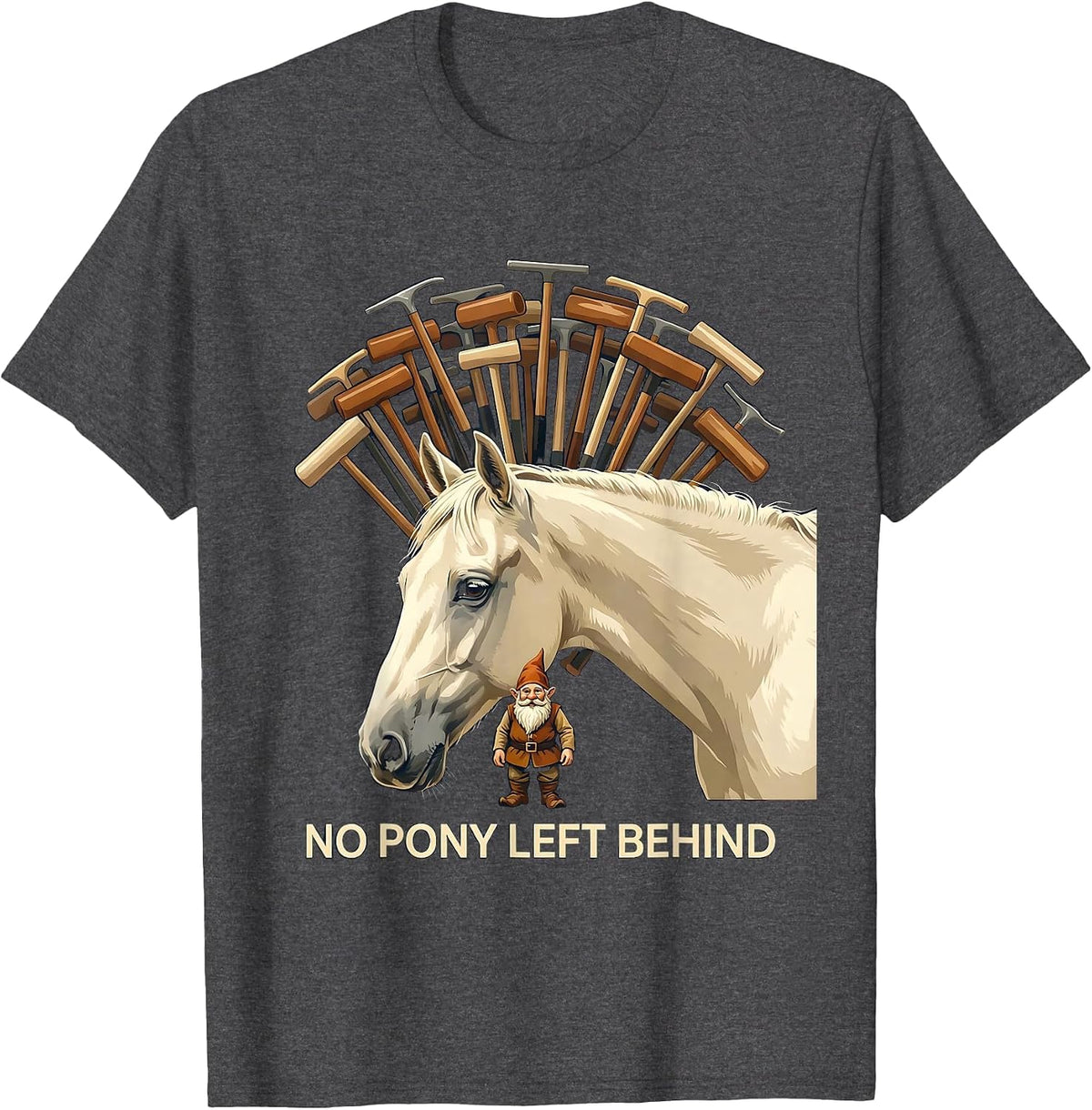 No Pony Left Behind Polo Player Equestrian Sport Fan T-Shirt - Dark Heather Grey