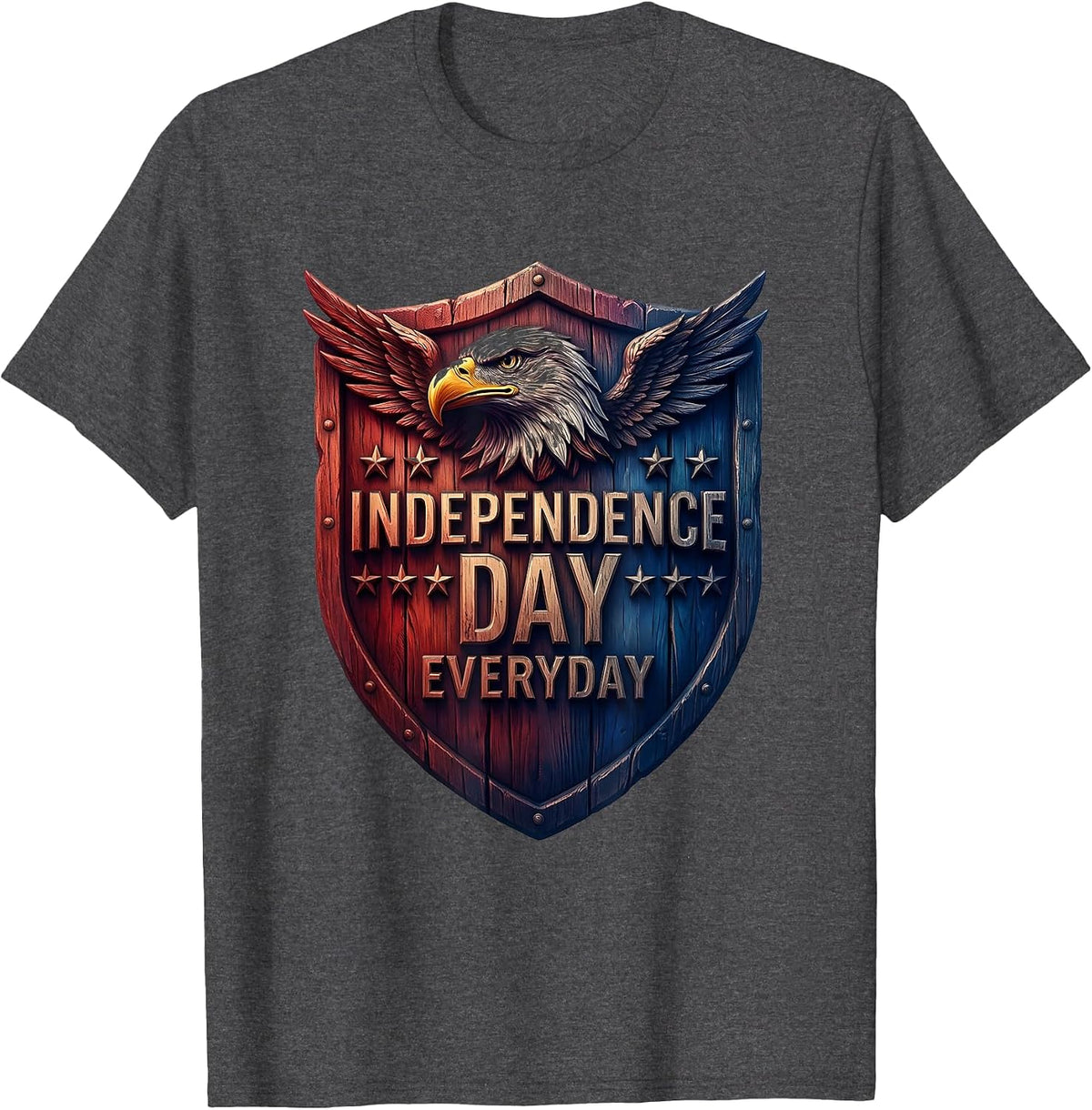 Independence Day Everyday Patriotic Design T-Shirt - Dark Heather Grey