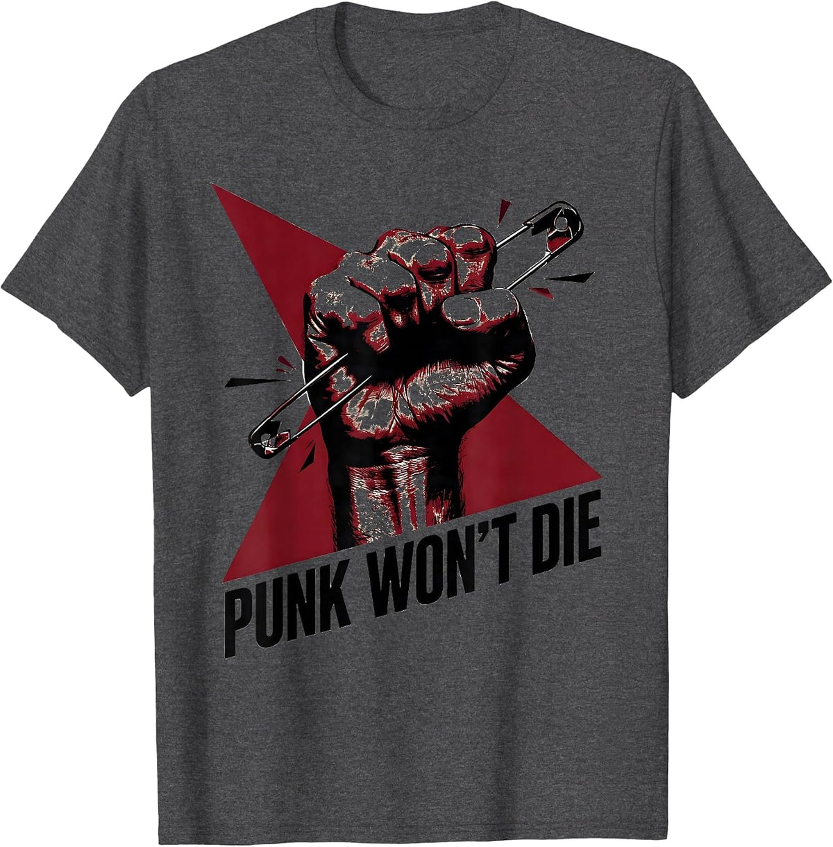 Punk Won't Die Constructivist Punk Rock Fan Retro T-Shirt - Dark Heather Grey