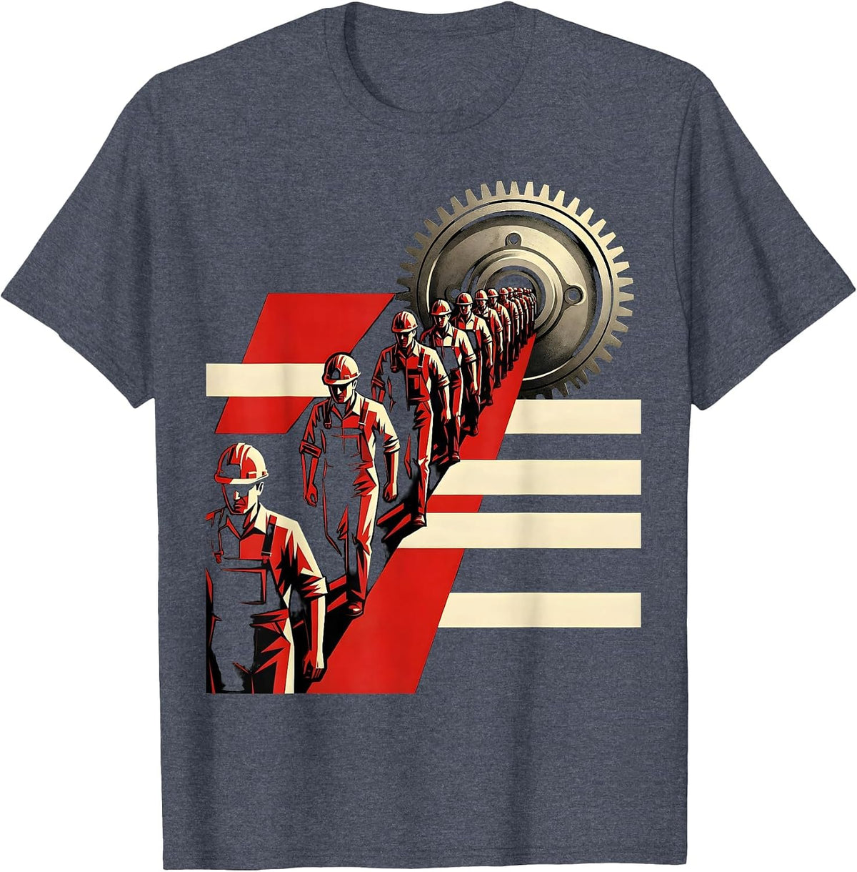 Labor Day Workers Parade Marching Illustration T-Shirt - Heather Blue