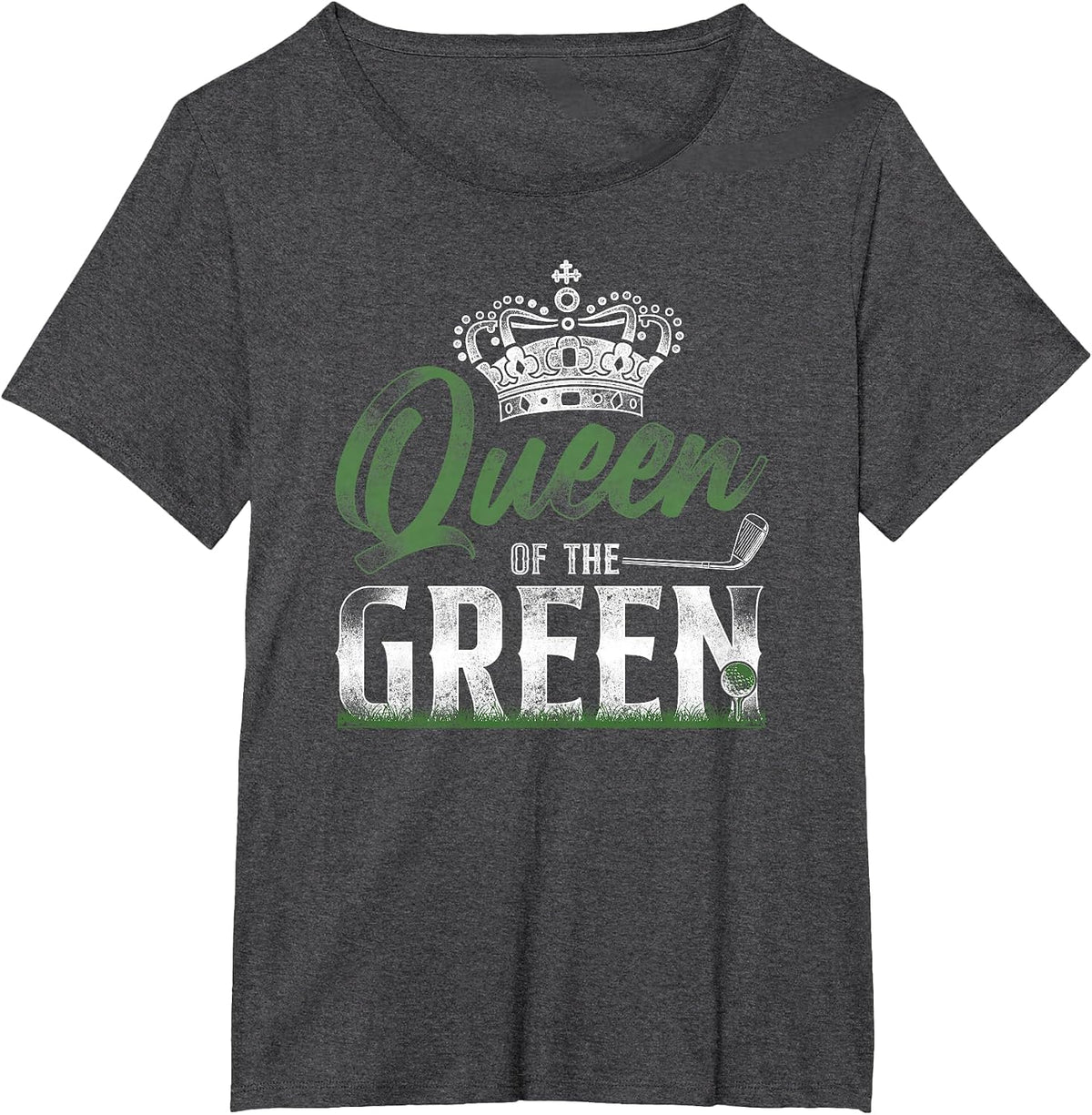 Golf Queen Vintage Crown Queen of The Green T-Shirt - Dark Heather Grey