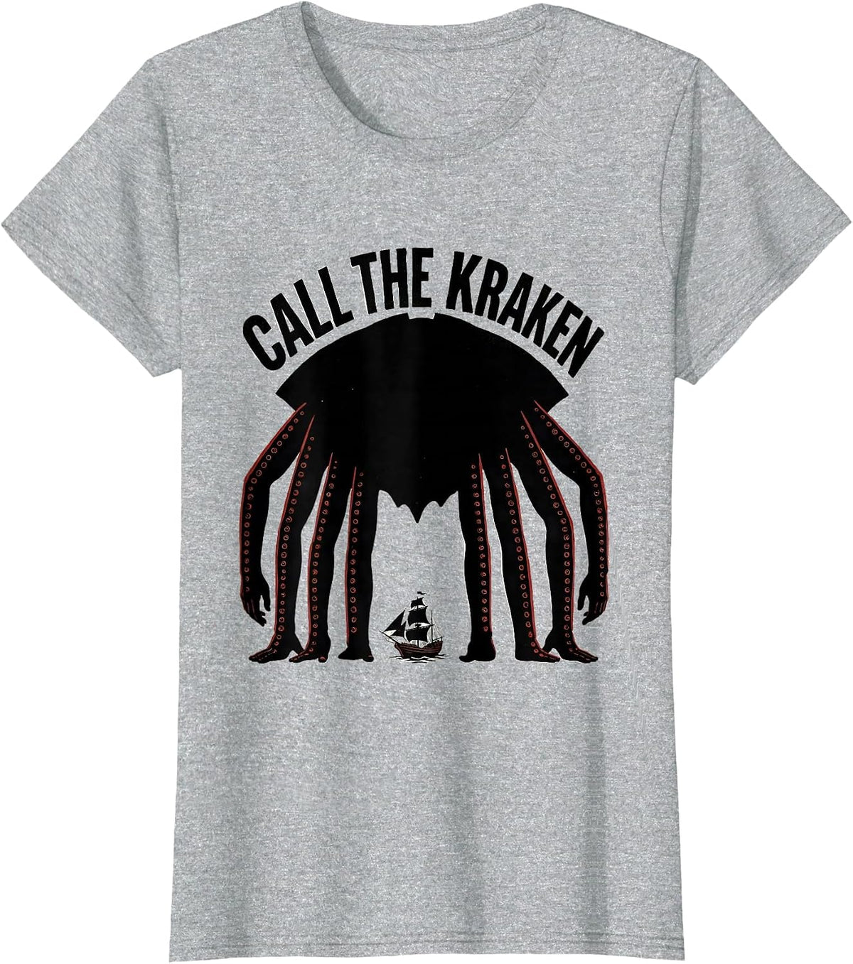 Women's Call The Kraken Vintage Octopus Sea Monster Lover Graphic T-Shirt - Heather Grey