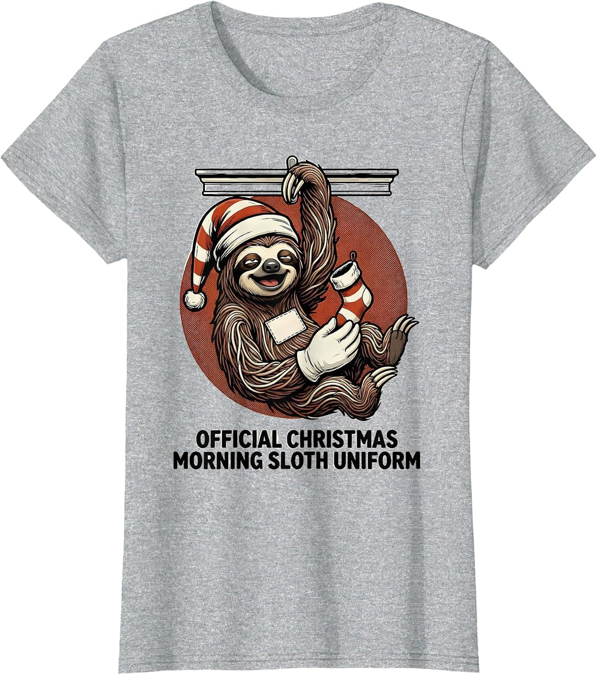 Official Christmas Morning Sloth Uniform Funny T-Shirt - Heather Grey