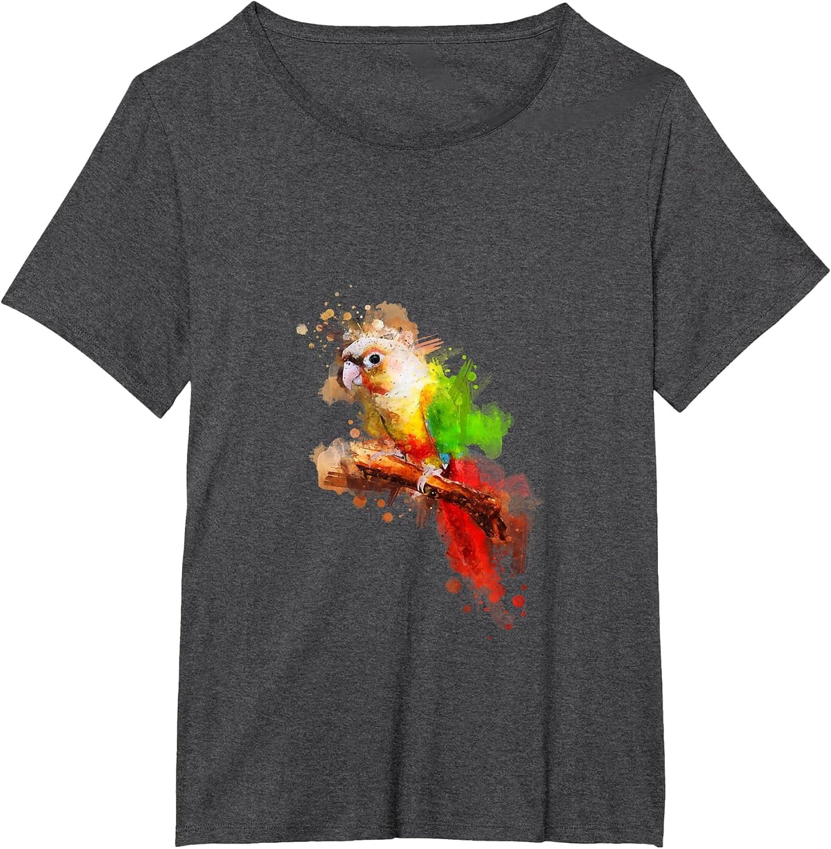 Watercolor Pineapple Green Cheek Conure Parrot T-Shirt T-Shirt - Dark Heather Grey