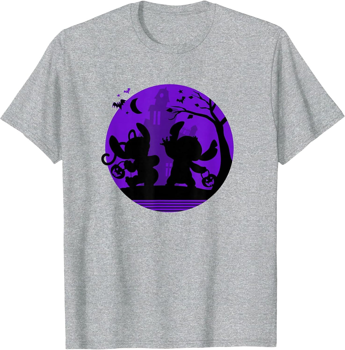 Disney Stitch and Angel Trick or Treat Halloween T-Shirt - Heather Grey