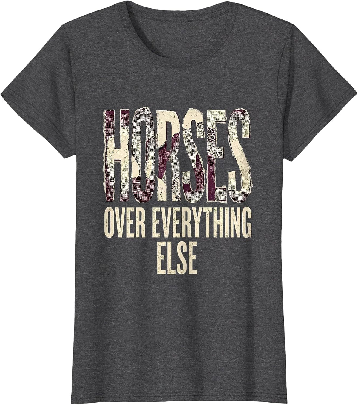 Women's Horses Over Everything Western Design T-Shirt - Dark Heather Grey